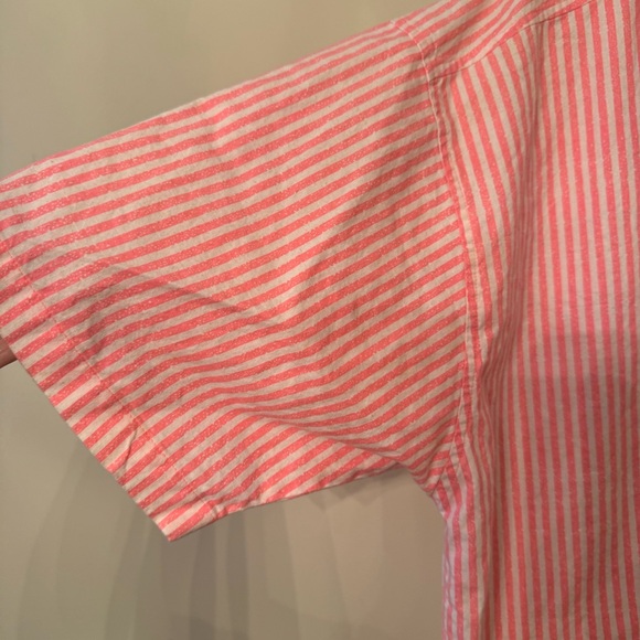 Vintage 90s Pacific Coast Highway PCH White Pink Striped Button Shirt Large - Picture 7 of 10